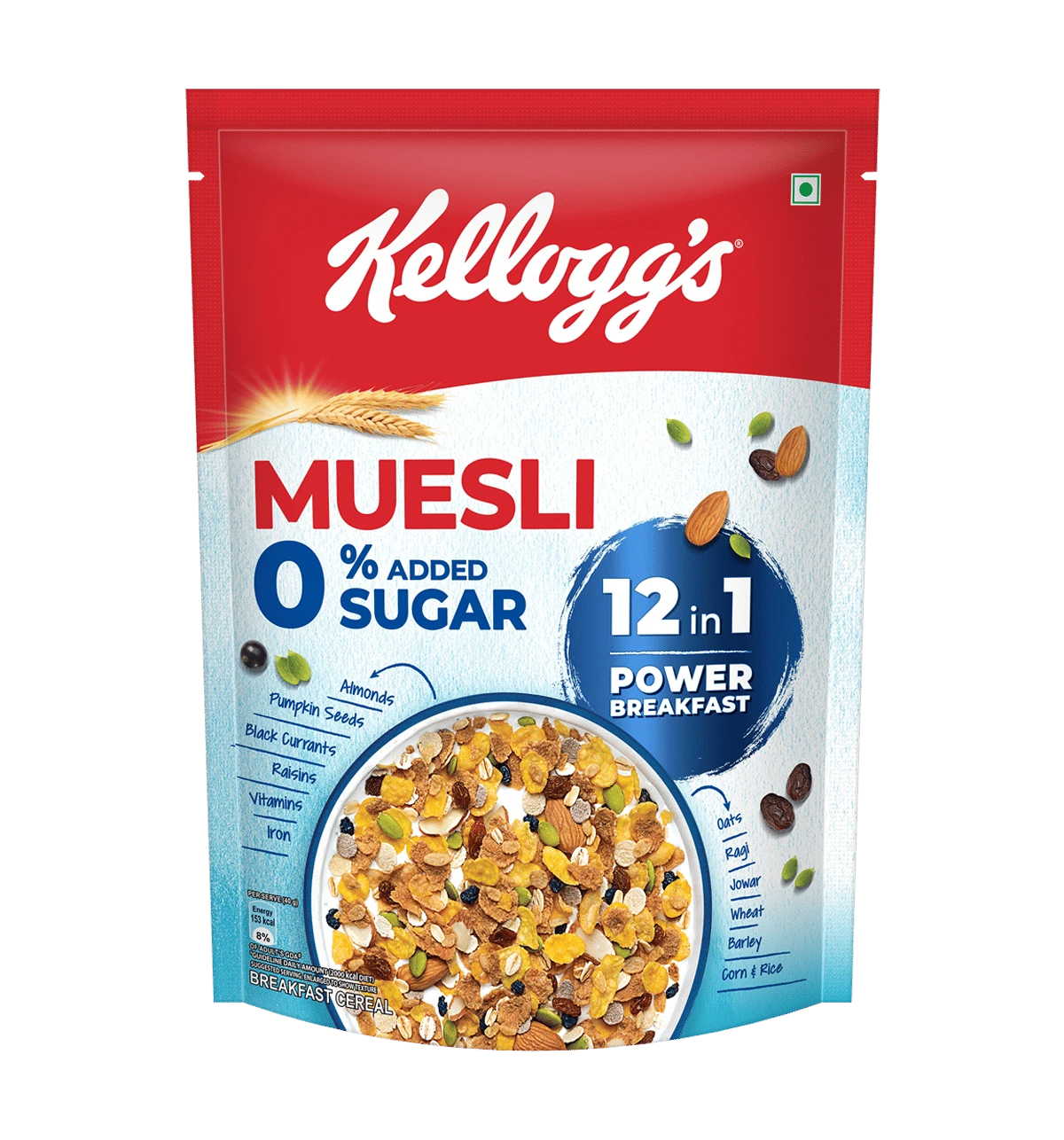 Kelloggs Muesli 0%  Added Sugar 12 In 1 Power Breakfast