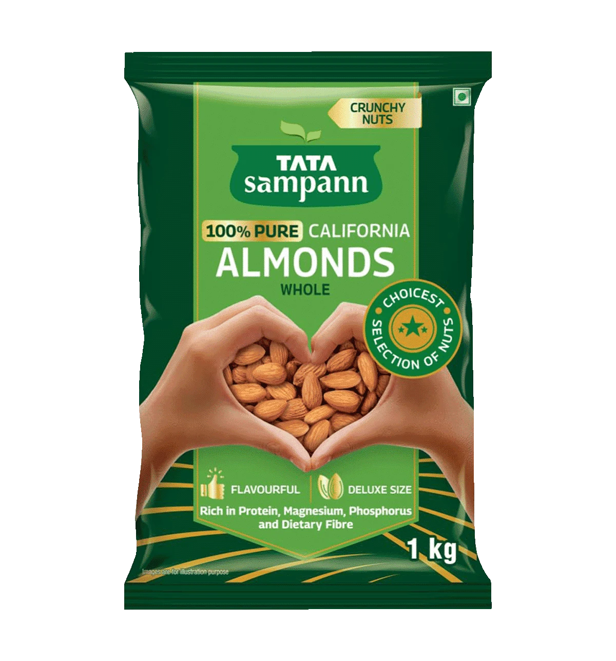 Tata Sampann 100%  Pure California Whole Almonds / Badam 1Kg