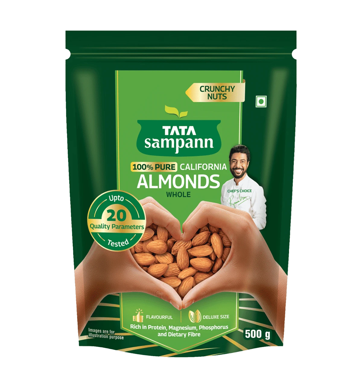 Tata Sampann - 100% Pure  California Almonds / Badam 500 G