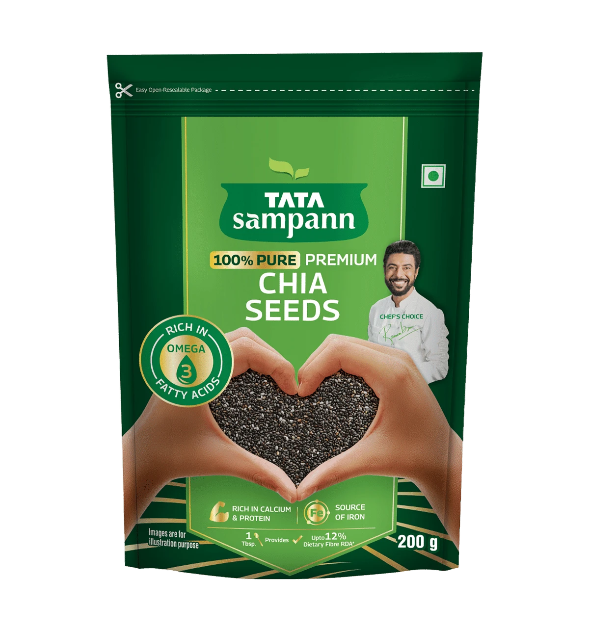 Tata Sampann 100% Pure Premium Chia Seeds 200 G